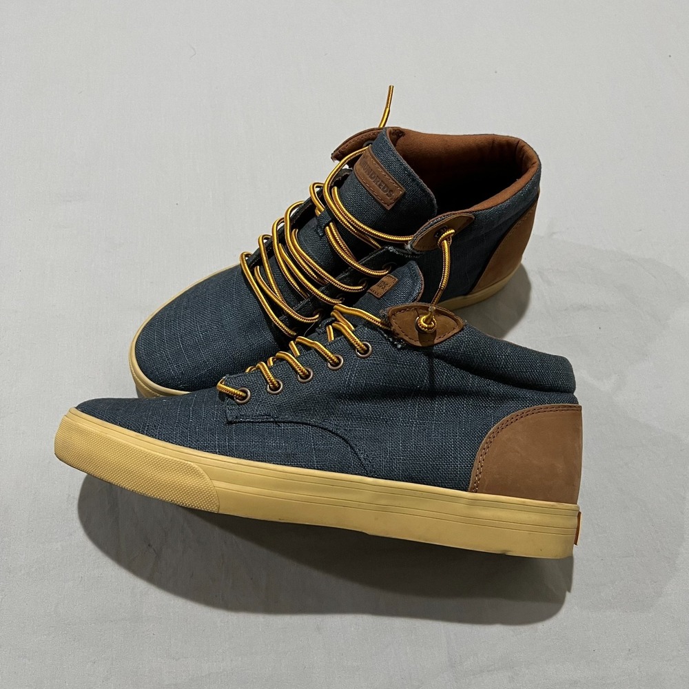 The Hundreds Mens Blue Linen Johnson Mid Top Lace-Up Lifestyle Sneaker Shoes 11